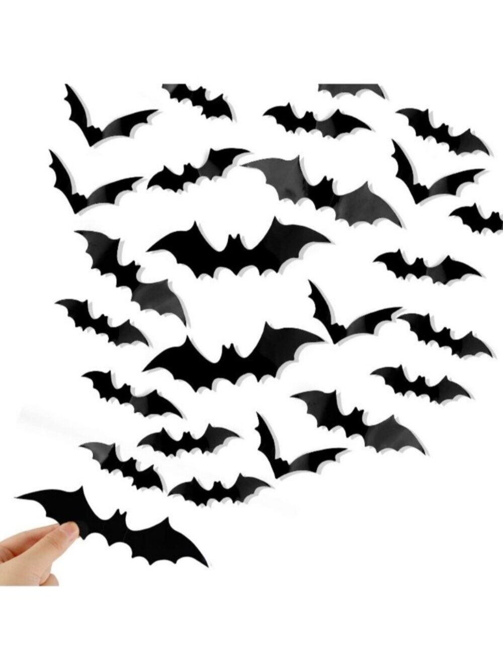 120 Pcs Bats Wall Decor Black 3D Bat Halloween Decoration Stickers Spooky Bats